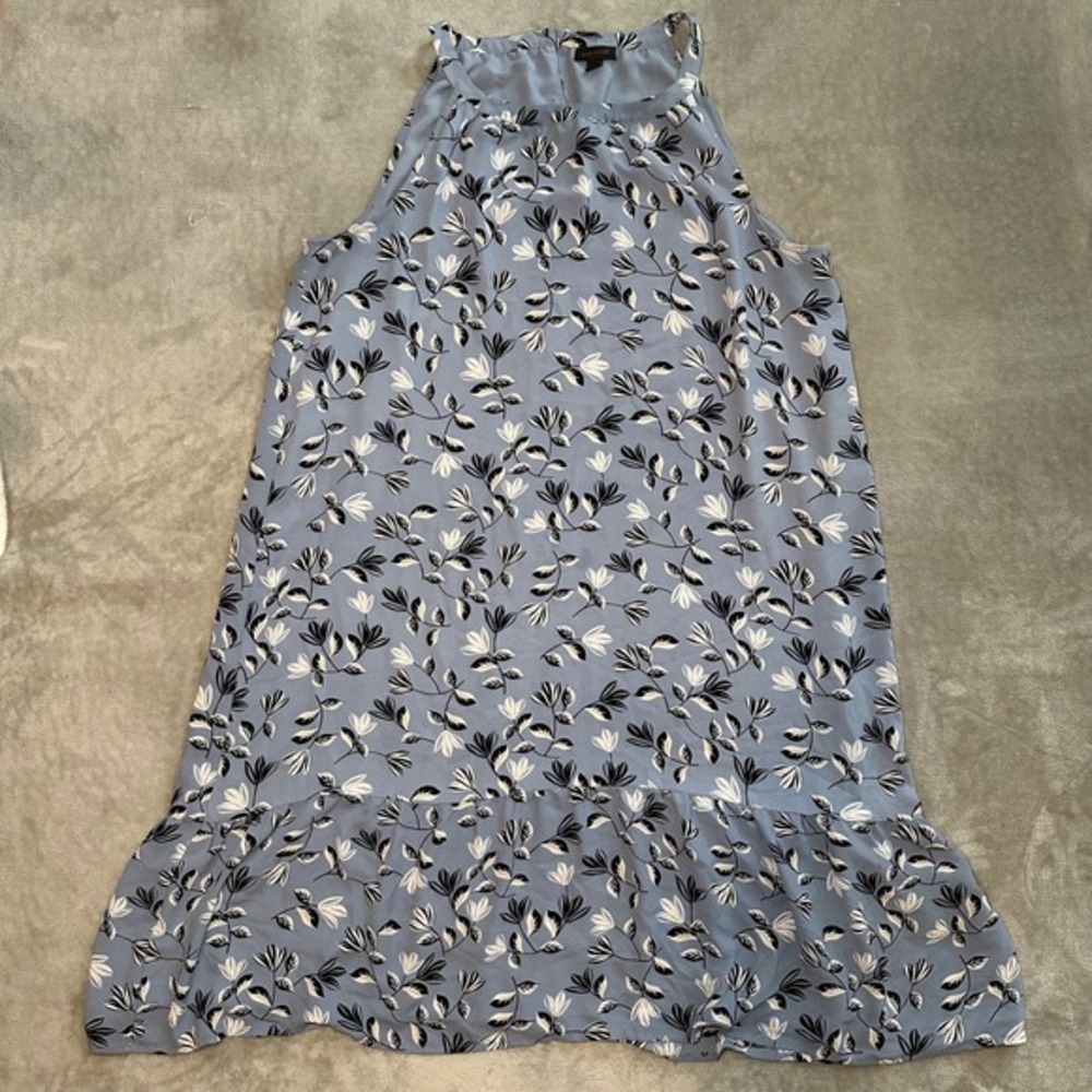 J‎ Jill Wearever Shift Dress Women Size XL Blue Floral Ruffle Cottagecore Boho